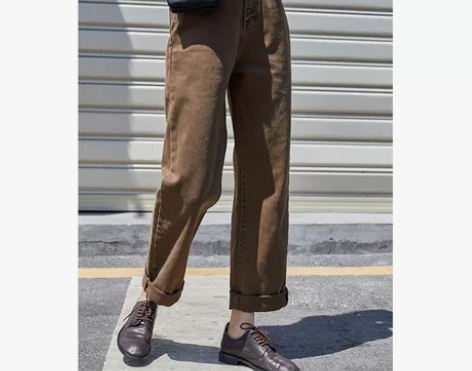 ?夕蒙2022新款秋冬裤子直筒宽松高腰垂感...