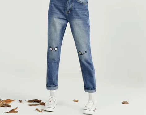 ?乐町新款女装潮绣花牛仔裤铅笔裤长裤裤… ...