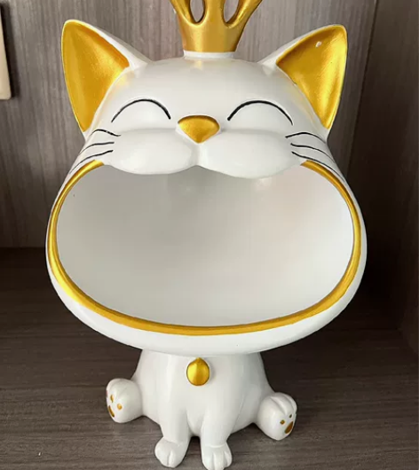 【包邮处理】皇冠招财猫门口进门钥匙收纳装饰...