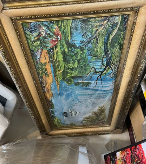 苏绣工艺画全新 9556cm 实木框 感兴...