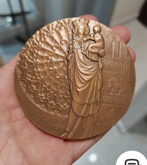 法国大铜章 巴黎圣母院铜章 品相完美 包浆...