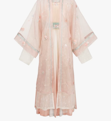 十三余小豆蔻儿[白桃乌龙]直领对襟长衫长褙...