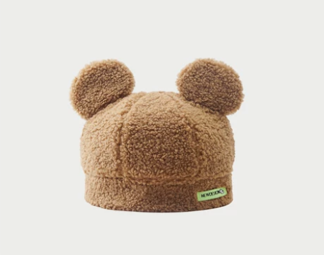 可爱甜酷风韩国贴布字母小熊耳朵羊羔绒地主帽...