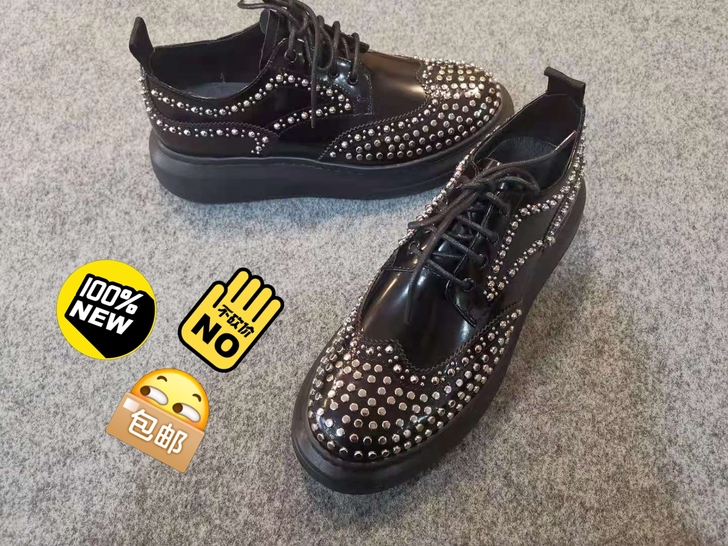 潮款酷版 铆钉款 雕花布洛克风格