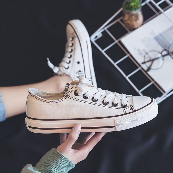 人本帆布鞋女2019新款学生韩版夏季低帮小...