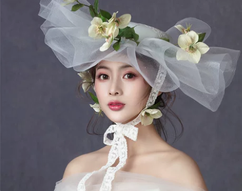 元语新娘礼帽韩式时尚仙美花朵娟纱网帽头饰结...