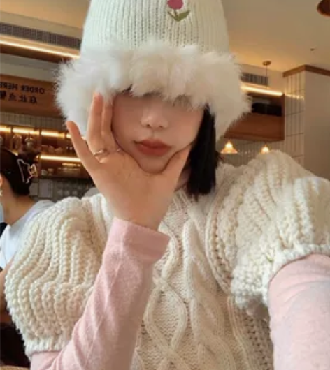 两款 两只帽子 郁金香渔夫帽 毛线针织帽 ...