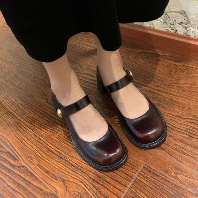 温柔单鞋女中跟春季新品玛丽珍鞋女淑女复古小...