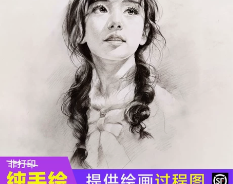 手绘素描素描画像头像定制彩铅人像代画人物画...