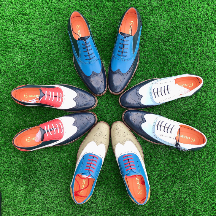 时尚欧美布洛克男鞋 个性撞色商务休闲鞋