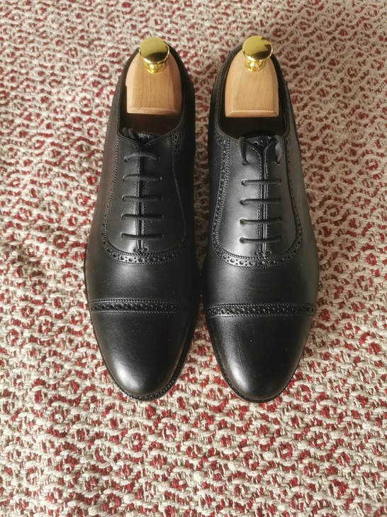 全新固特异皮底黑色布洛克三接头牛津鞋