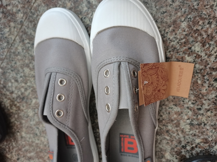 无带帆布鞋 一脚蹬懒人鞋大码女鞋 百搭灰色...