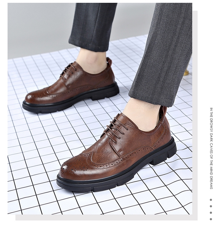 布洛克男鞋真皮牛皮休闲时尚男士皮鞋婚鞋潮鞋