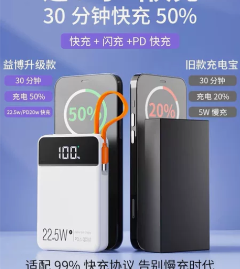 【益博思充电宝10000毫安】超大容量自带...