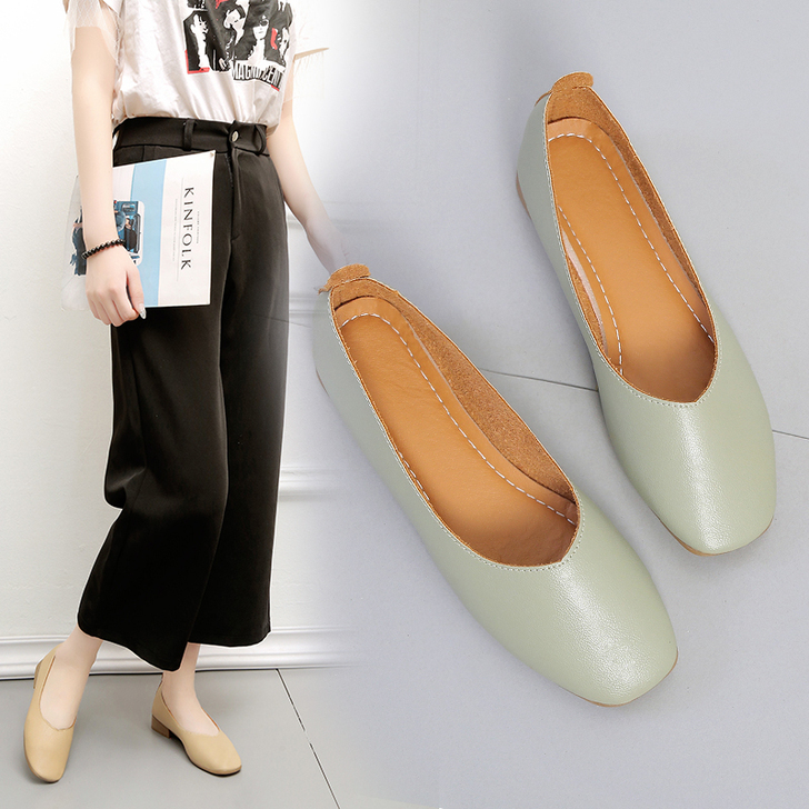 奶奶鞋女2019新款显瘦平底超软豆豆鞋ci...