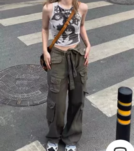 中腰辣妹复古帅气工装裤直筒长裤m码 感兴趣...