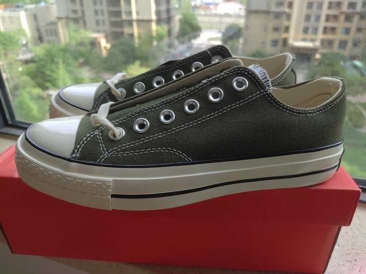 匡威converse1970s低帮军绿帆布鞋