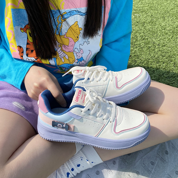 丸子北国产紫色小白鞋女chic百搭学生平底...