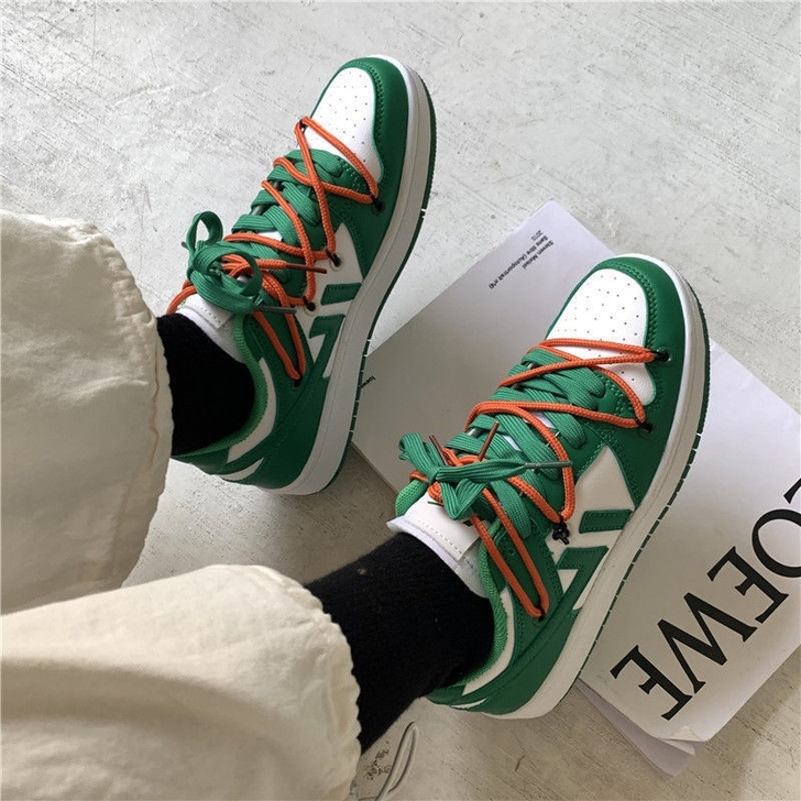 鞋子女韩国ulzzang百搭白绿拼接运动鞋...