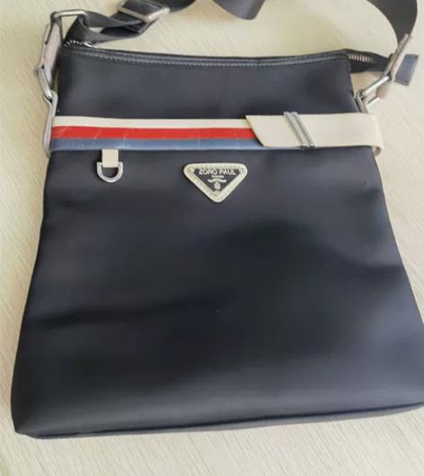 卓伦保罗帆布包,男士单肩背包,后拉链、内拉...