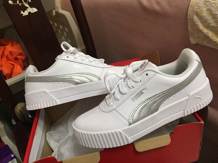 全新PUMA彪马36码银白Carina女厚...