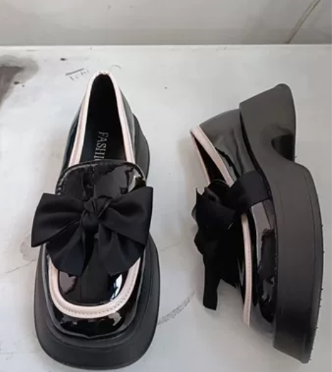 30包邮全新37码黑色厚底小皮鞋jk鞋增高...