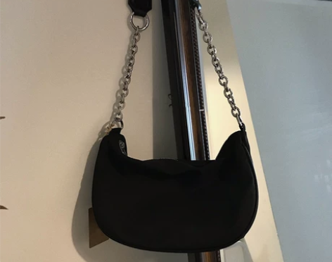 极简复古风包包2020春夏新款半月百搭黑色...