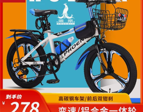 凤凰儿童自行车山地车男孩女孩中大童山地车4...