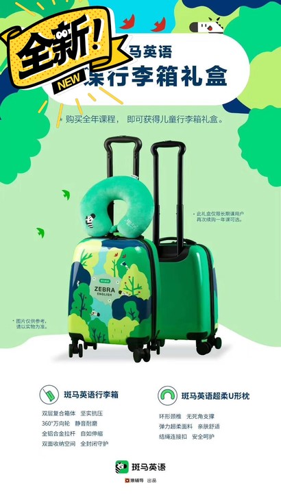 斑马ai课旅行箱17寸,一个旅行箱和一个如...