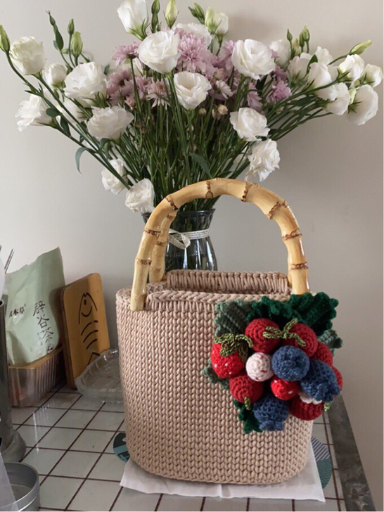 竹节手提编织包 浆果蓝子 秋冬款新品 成品...