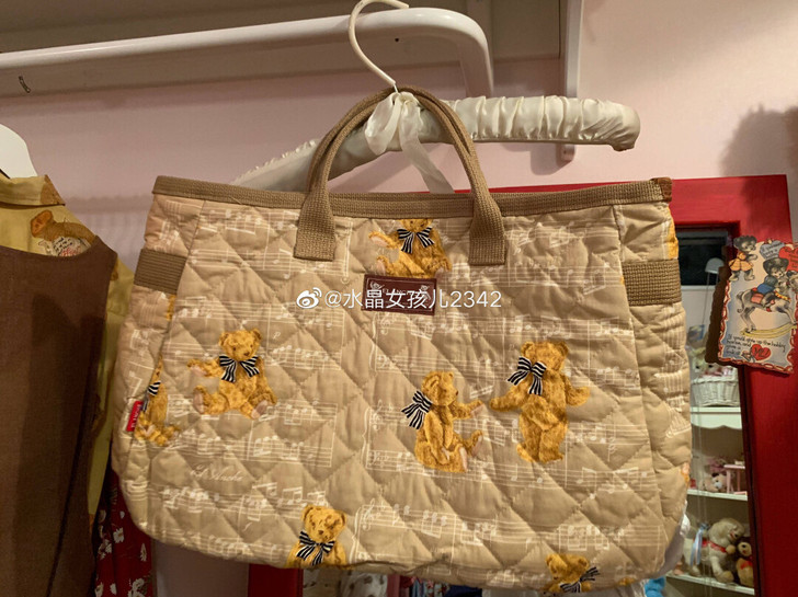 vintage乐谱五线谱蝴蝶结小熊包