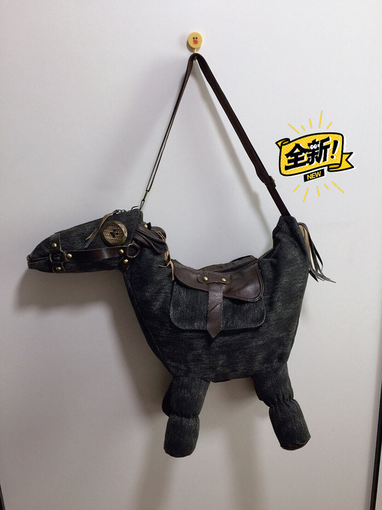 #驴子全新砂洗黑牛仔肩包#