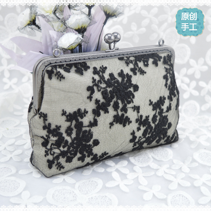 树里原创手工包新款日系手缝包 复古蕾丝特色...