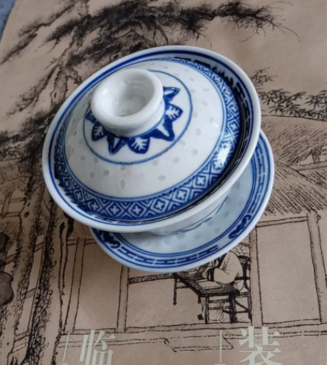 慢出闲置青花茶器，盖碗一套盖碗一套杯碟六套...