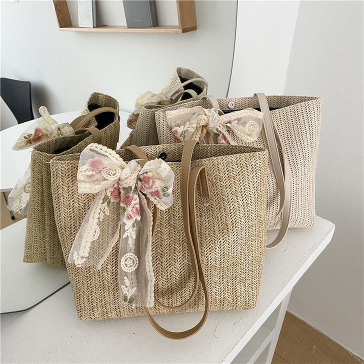 法国小众包包高级大容量蕾丝单肩包女2021...