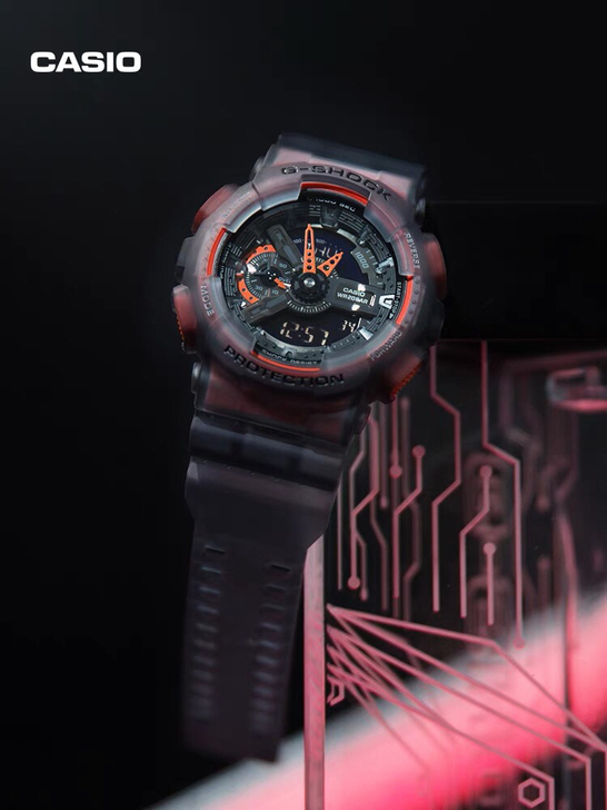卡西欧冰电之韧，GA-110LS灰橙。