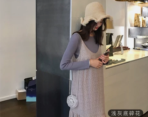 张大奕 吊带雪纺荷叶边连衣裙s码 一套30...