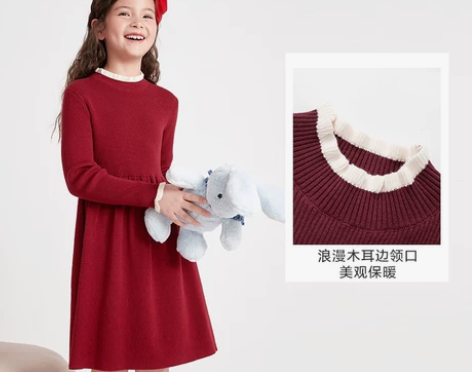 巴拉巴拉女童连衣裙儿童裙子秋冬装童装202...