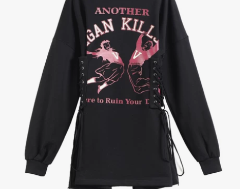 绑带连衣裙春秋2020新款潮中长款卡通印花...