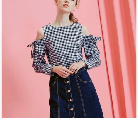 Lily/丽丽 日杂风甜美可爱青春格子蝴蝶...