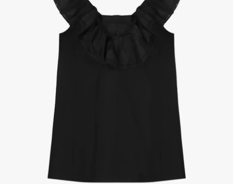 法式复古荷叶边连衣裙女夏季赫本风小黑裙镂空...