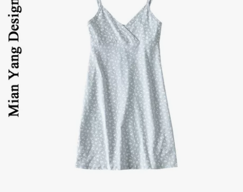 法式复古田园碎花少女修身吊带裙夏 ins博...