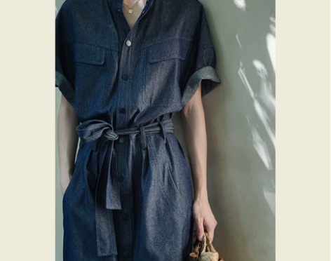 夏季新款法式复古茶歇衬衫裙子高级感工装风牛...