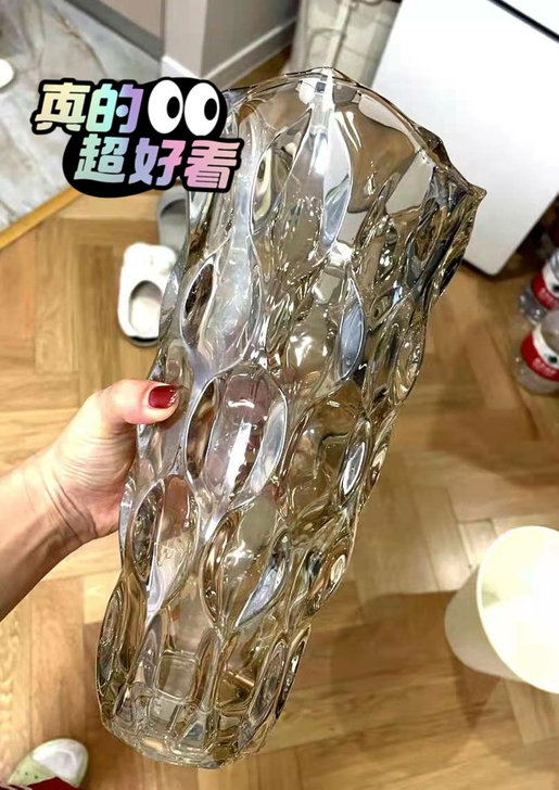 【清仓】美式轻奢琉光水晶玻璃花瓶北欧透明玻...
