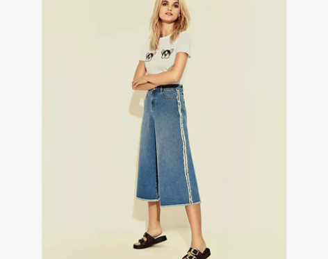 【包邮】NEW LOOK 阔腿七分牛仔裤 ...