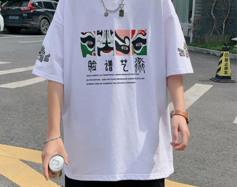 男士短袖t恤夏季宽松潮牌纯棉圆领ins港风...