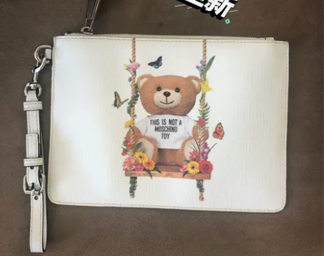 MOSCHINO莫斯奇诺手包小熊秋千白色拉...