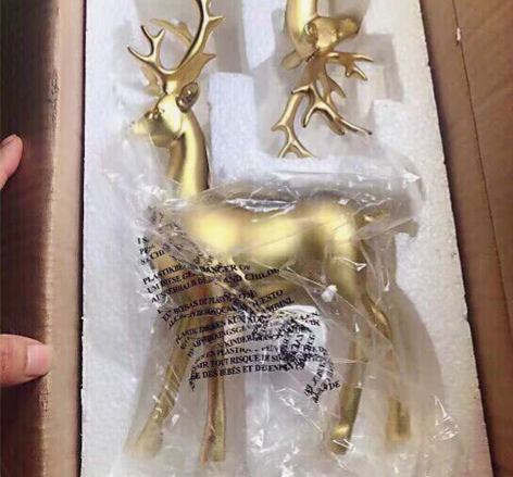 【库房升级】处理一对金色麋鹿装饰品客厅卧室...
