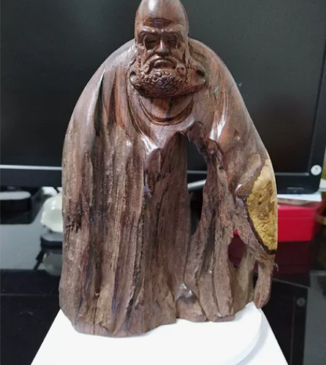 达摩人物造型木雕摆件，行无羁思无邪，随型巧...