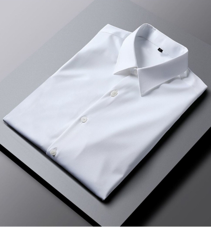 全新男白衬衫长袖修身抗皱商务正装职业衬衫上...